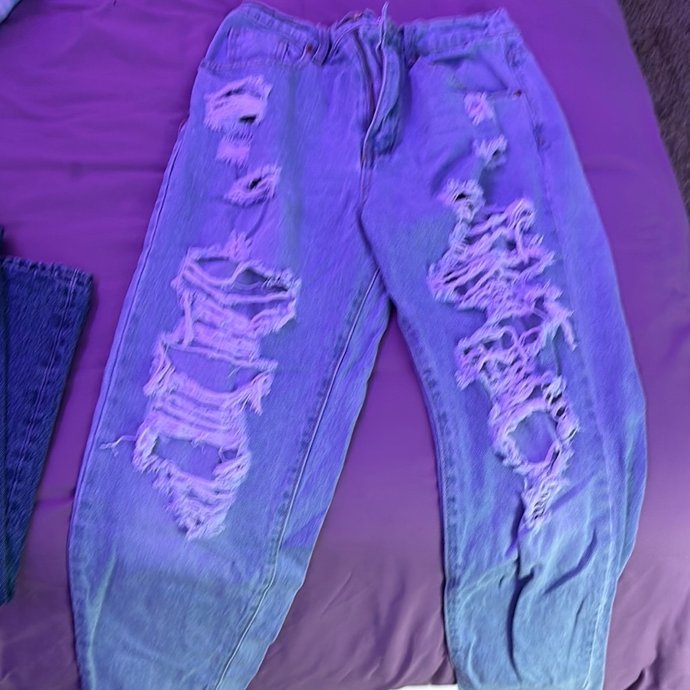 Melrose and Market Distressed Blue Ankle Jeans